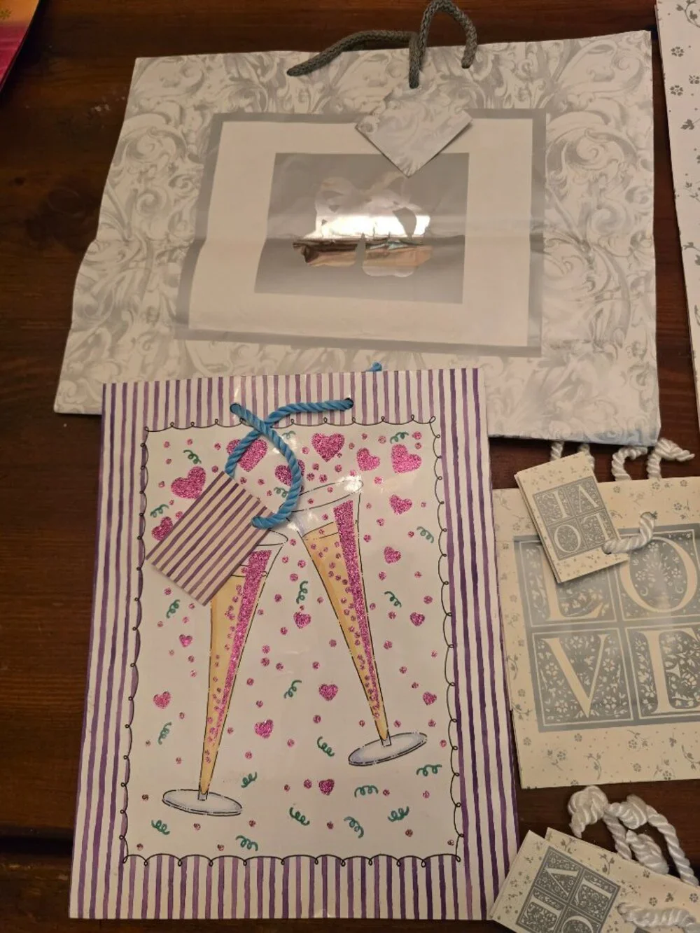Gift Bags Lot of 9 Wedding Anniversary Love Wine Mini Medium Large